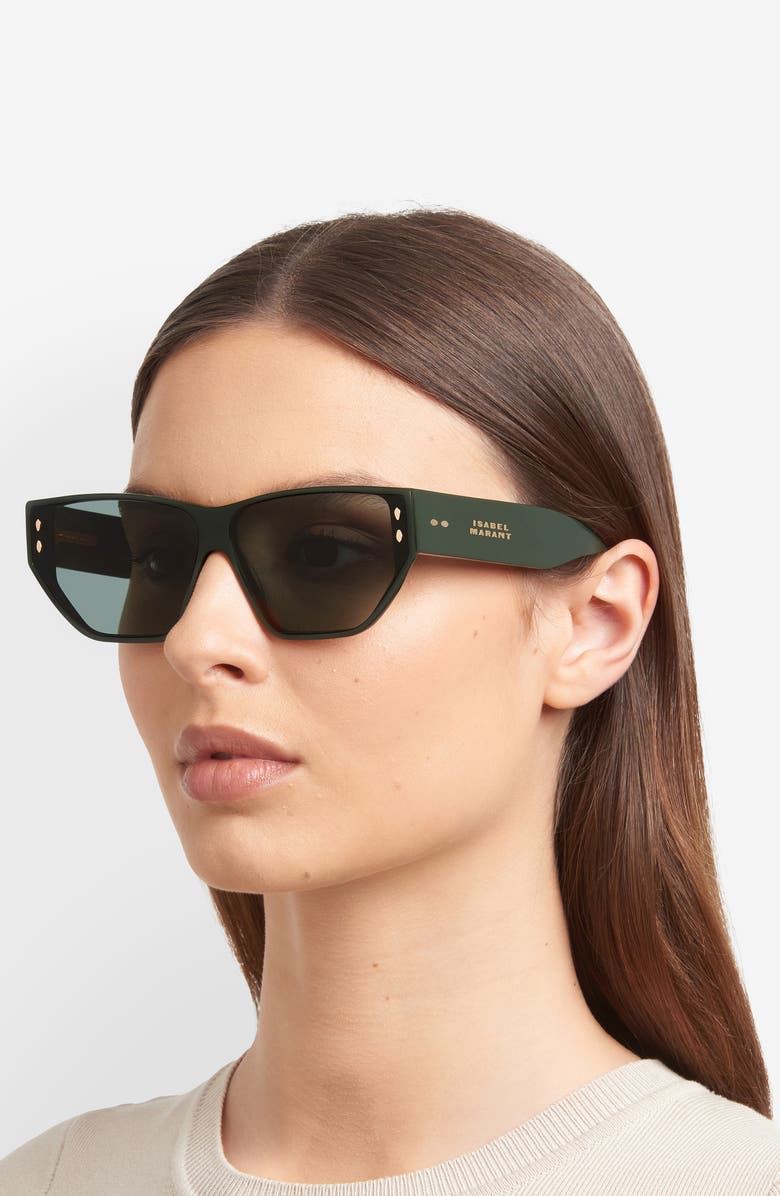 Isabel Marant 66mm Rectangular Sunglasses, Alternate, color, Green/ Green