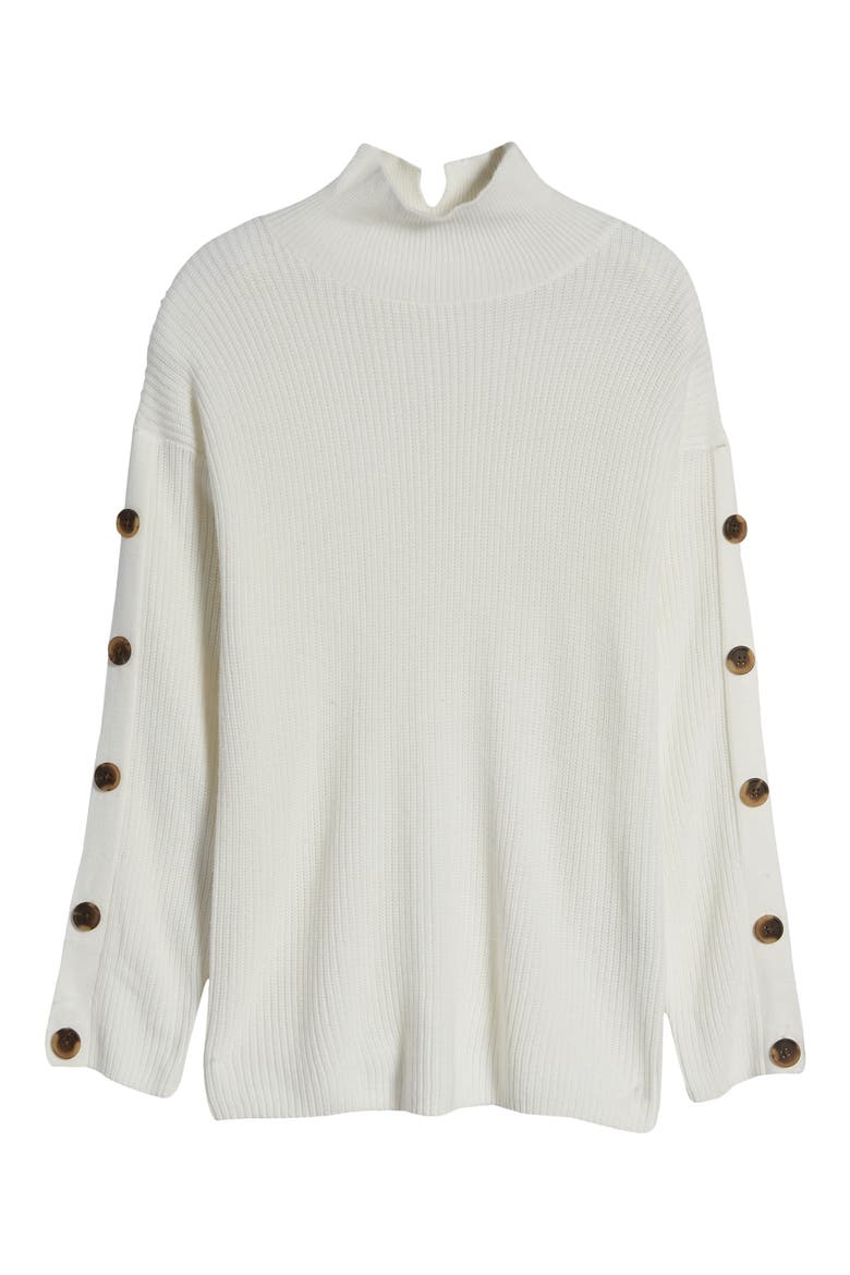 Button Detail Mock Neck Sweater, Alternate, color, IVORY CLOUD