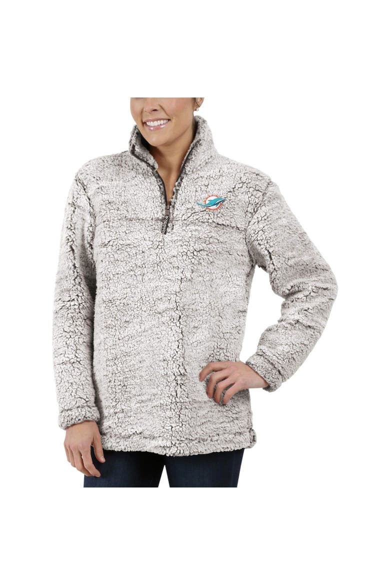 Women's G-III 4Her by Carl Banks Gray Miami Dolphins Sherpa Quarter-Zip Pullover Jacket, Alternate, color, Gray