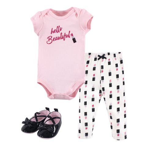 Little One's Cotton Outfit Set Bodysuit, Pants, and Matching Shoes