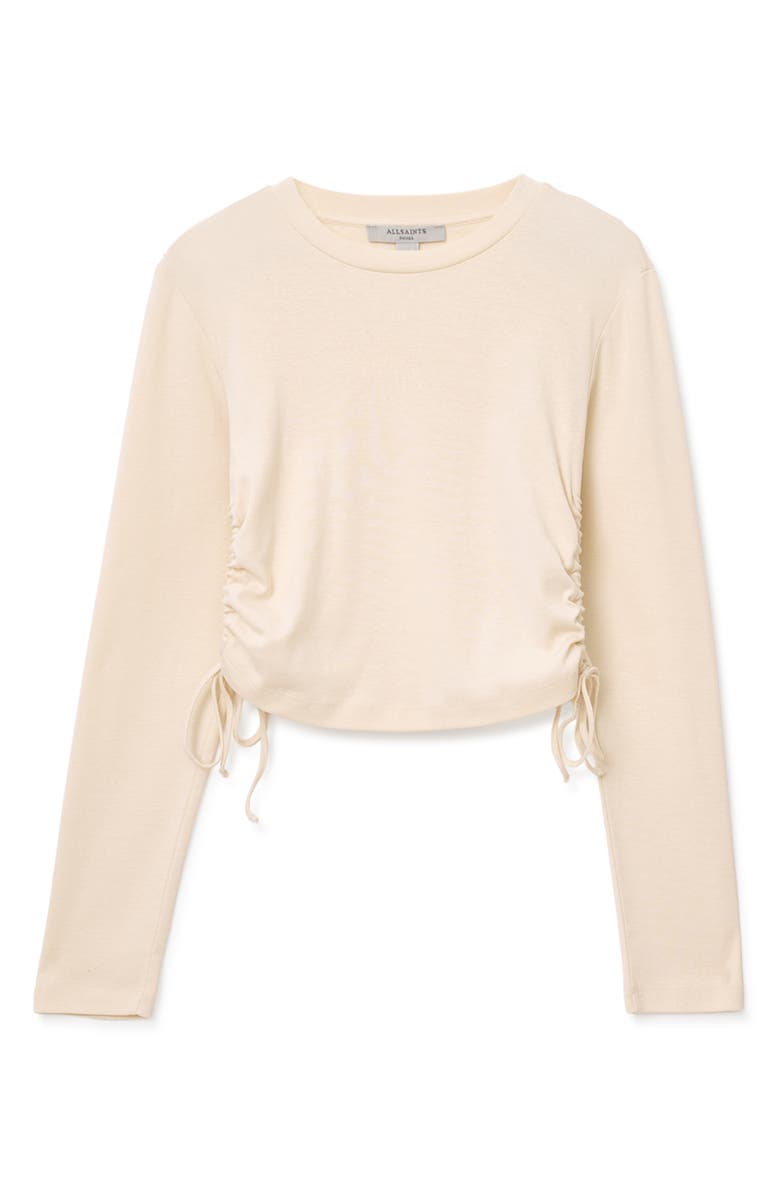 AllSaints Sonny Side Ruched Cotton Top, Alternate, color, Tofu White