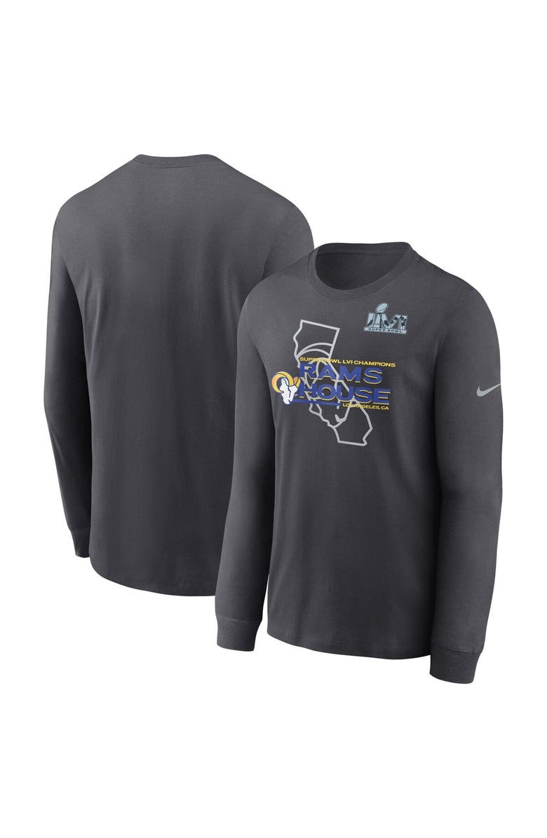 Nike Men's Nike Anthracite Los Angeles Rams Super Bowl LVI Champions Hometown Long Sleeve T-Shirt, Main, color, 