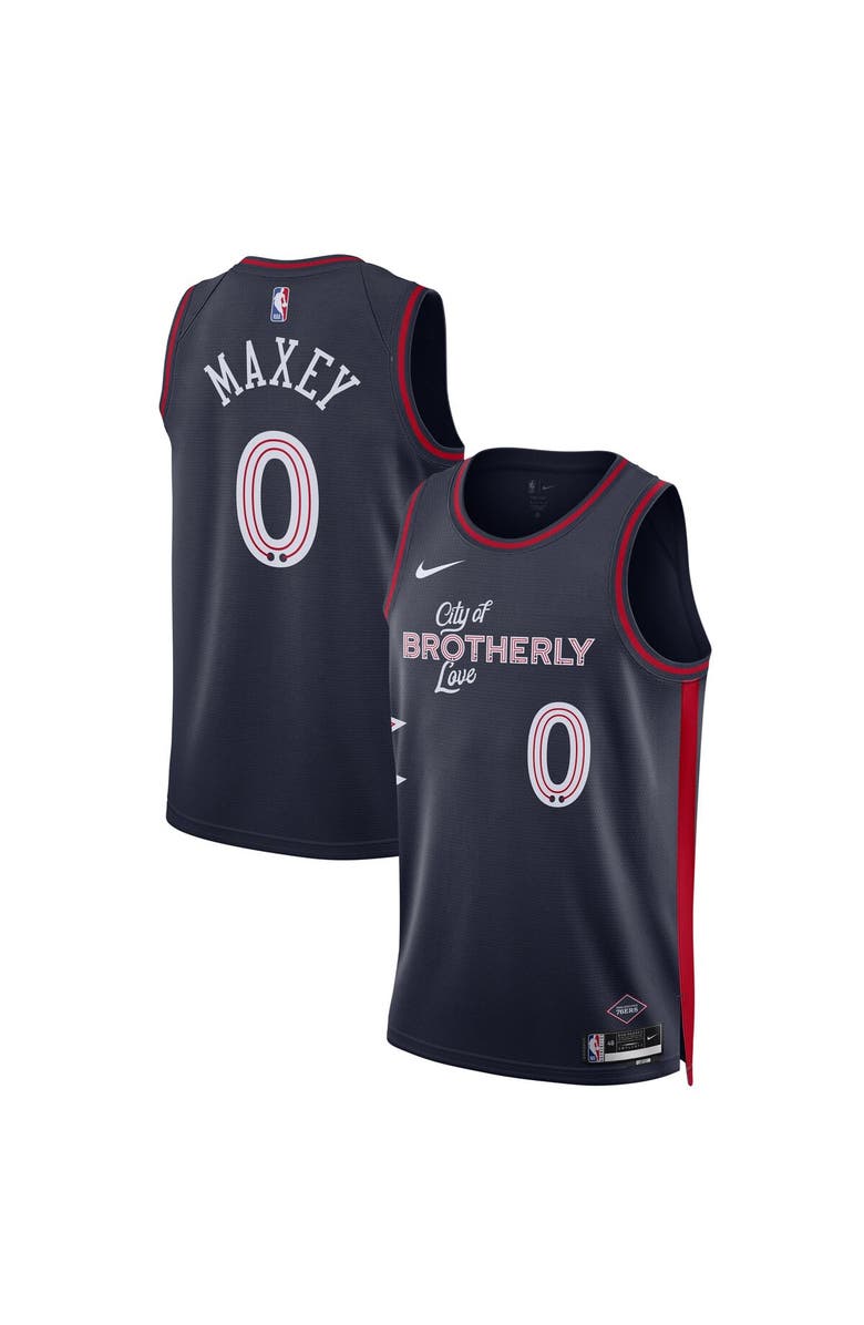 Nike Unisex Nike Tyrese Maxey Navy Philadelphia 76ers 2023/24 Swingman Jersey - City Edition, Alternate, color,