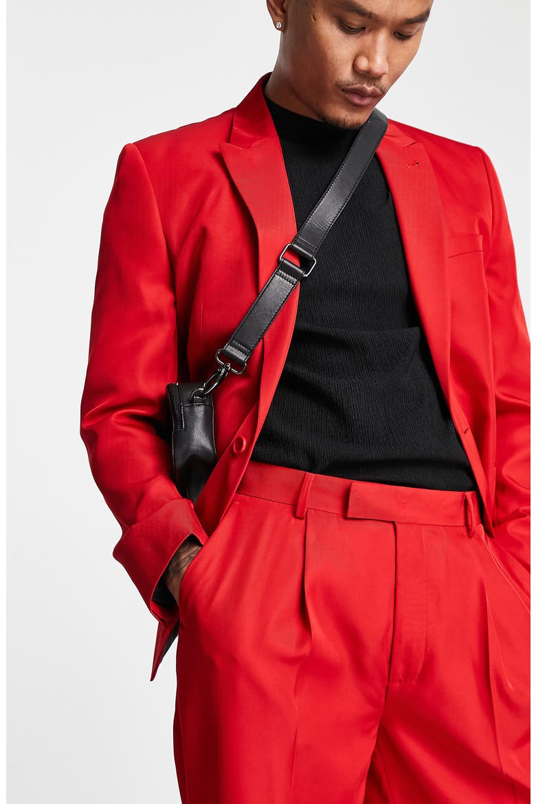 Oversize Tapered Suit Trousers, Alternate, color, RED