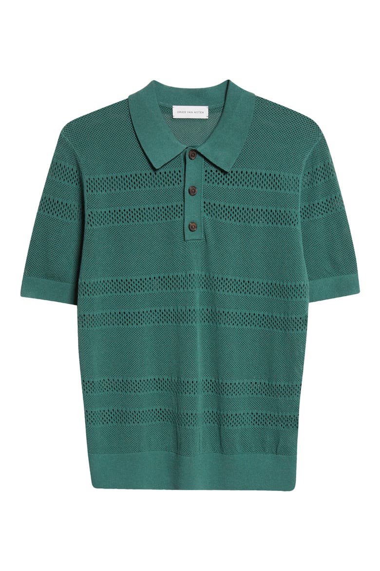 Mercy Mixed Stitch Polo Sweater, Alternate, color, PINE