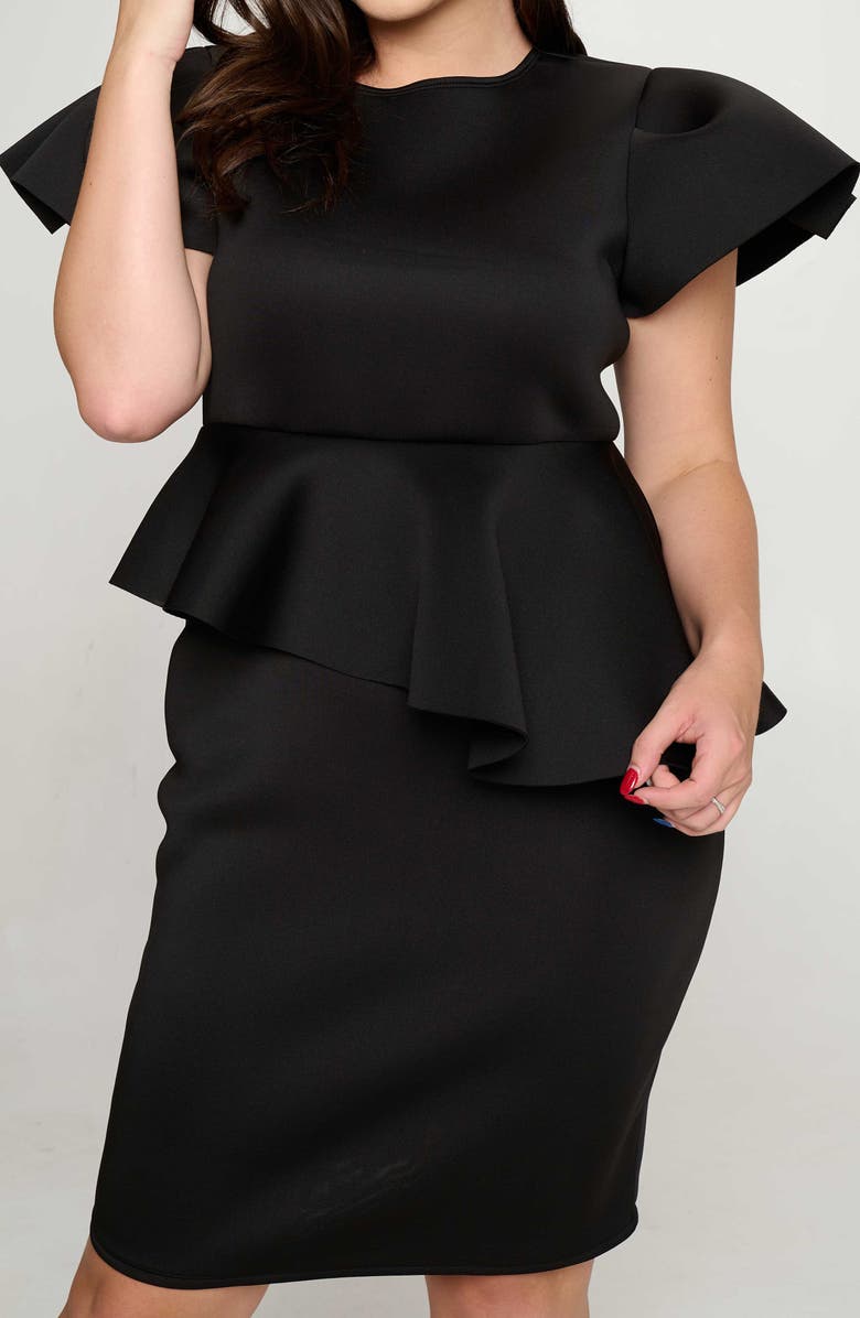 L I V D Calista Stretch Neoprene Peplum Dress, Alternate, color, 