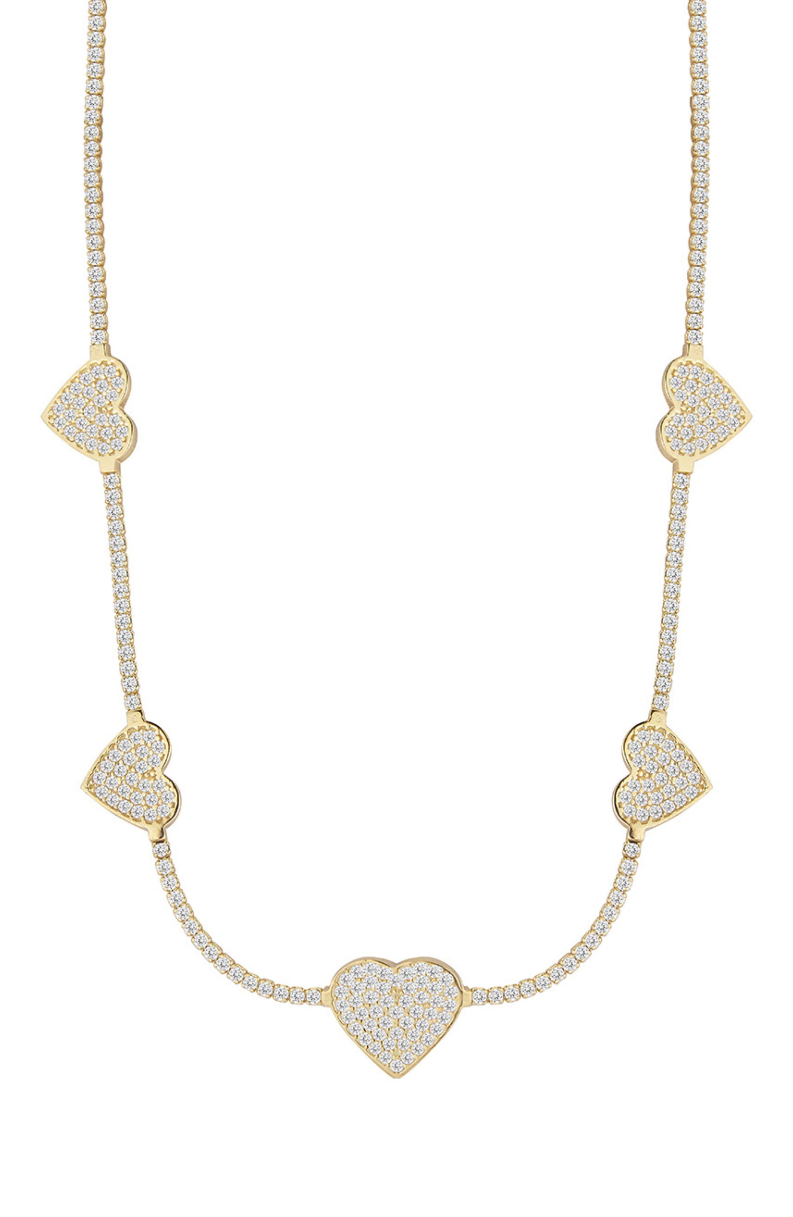 SPHERA MILANO Cubic Zirconia Heart Station Tennis Necklace