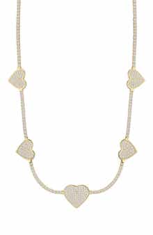 SPHERA MILANO Cubic Zirconia Heart Station Tennis Necklace