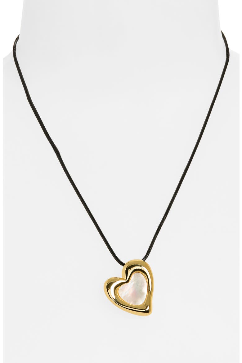 Mother-of-Pearl Heart Pendant Cord Necklace, Alternate, color, GOLD