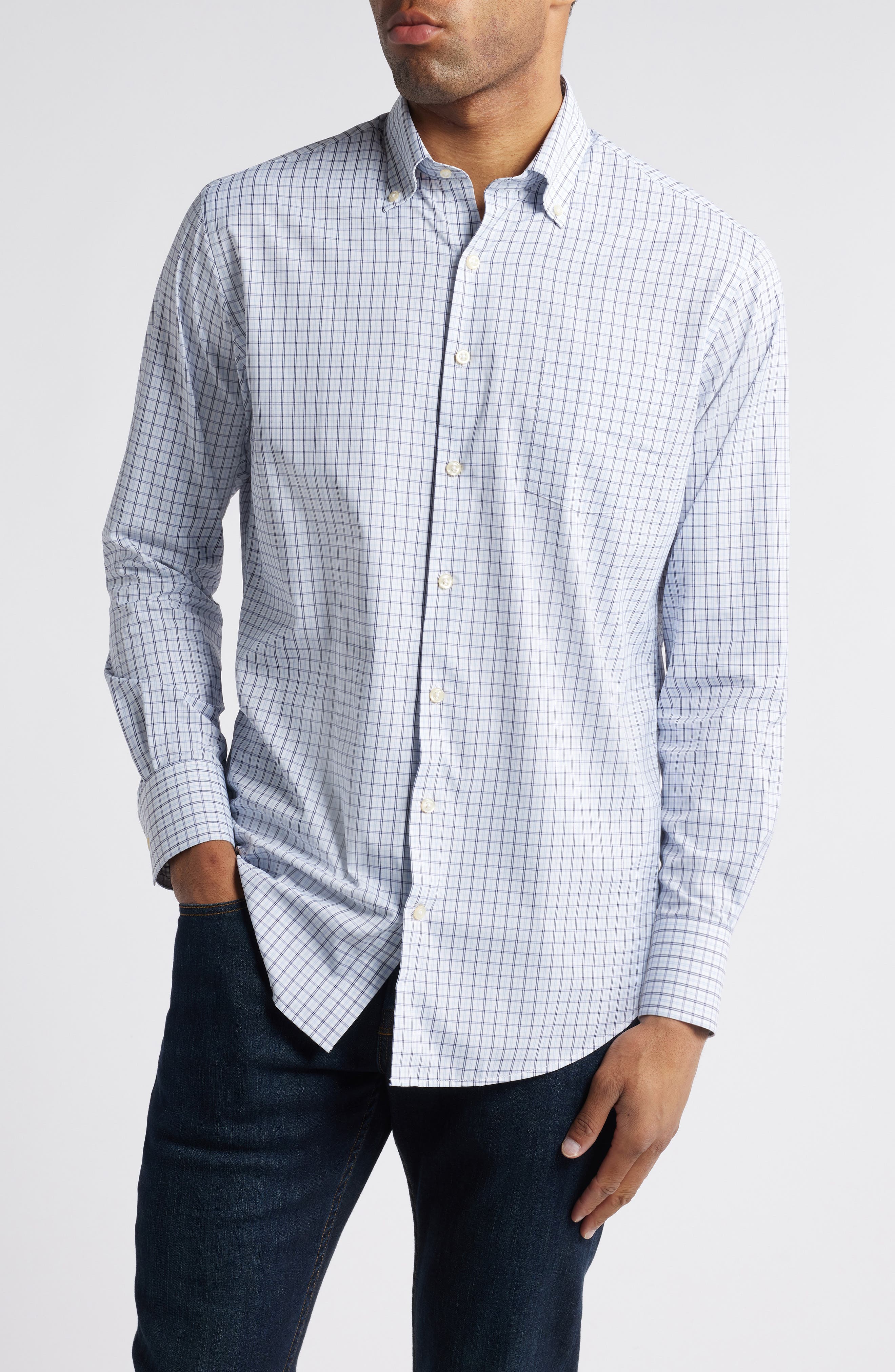 Peter Millar Hamilton Check Performance Button-Down Shirt