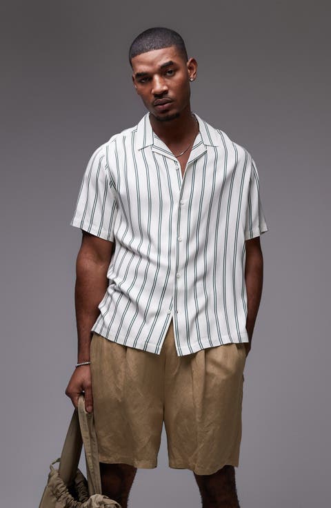 【WV PROJECT】Cool Summer Stripe Pigment Short-Sleeved Shirt Multi Color Stripe Shirt Small 80's Short Sleeve White Blue