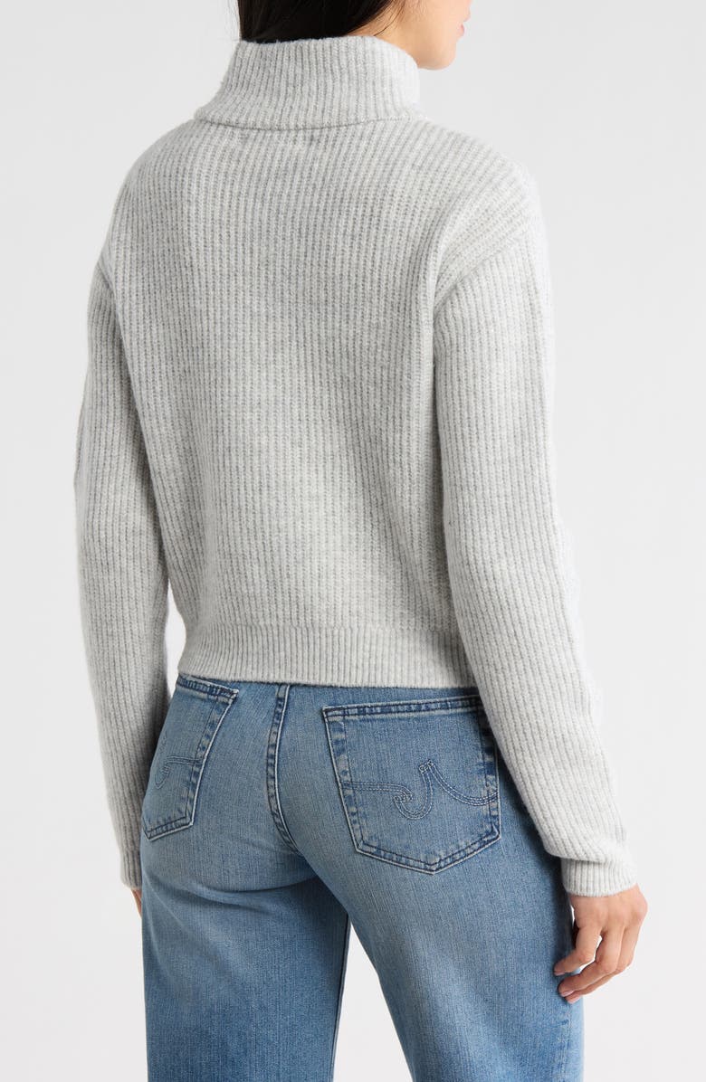 Madden Girl Mock Neck Zip Front Crop Cardigan, Alternate, color, Light Grey Heather