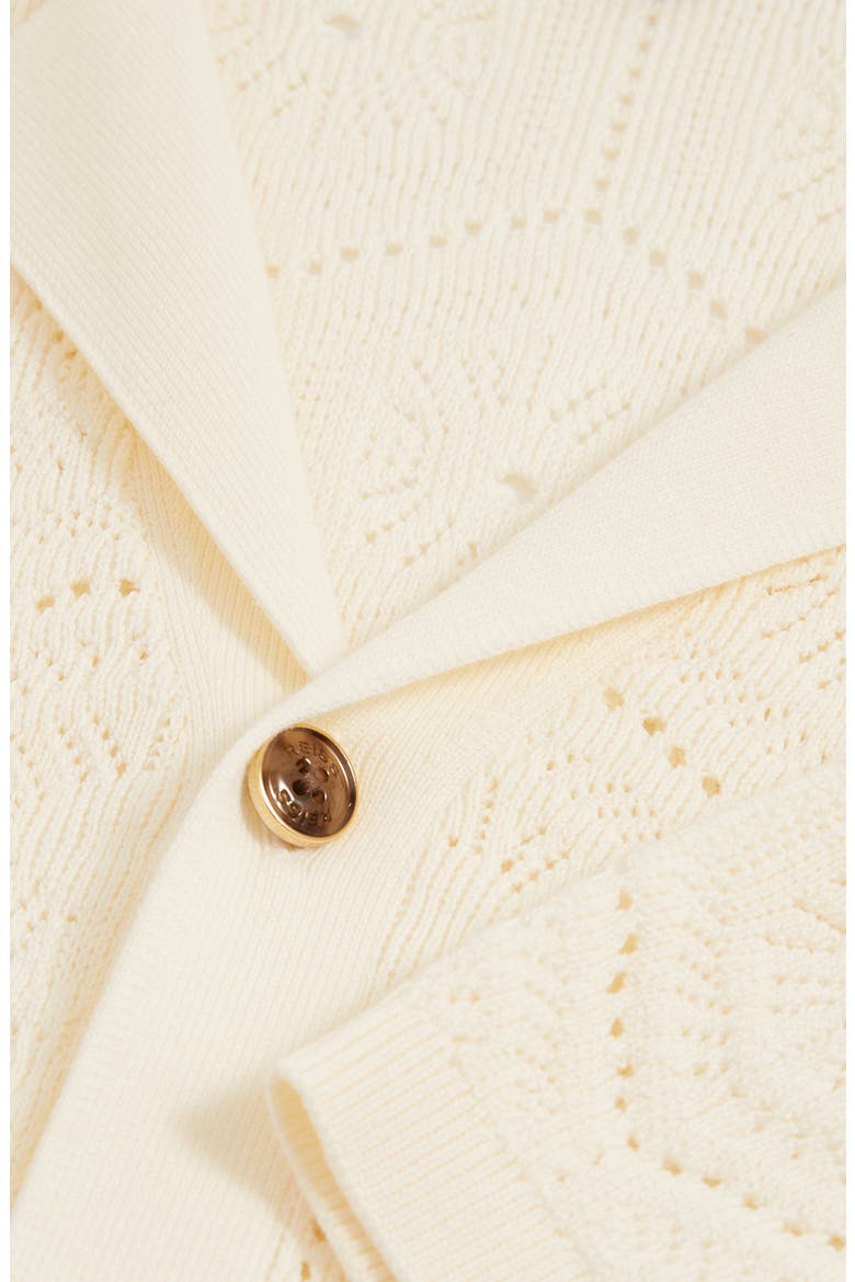 Royce Open Stitch Button-Up Polo Sweater, Alternate, color, OFF WHITE