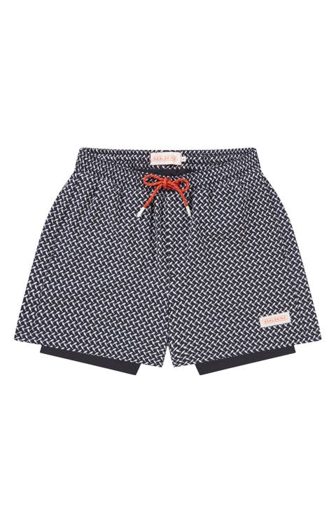 Southwood Fish Print Swim Trunks
