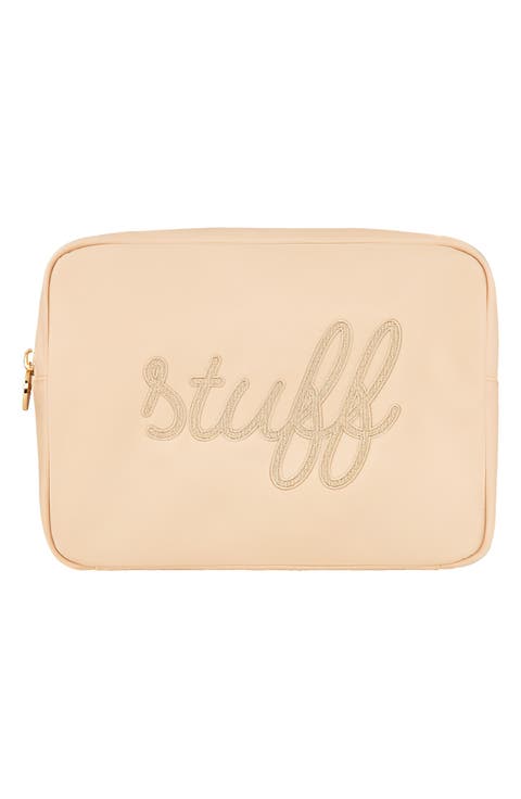 Large Stuff Embroidered Nylon Pouch