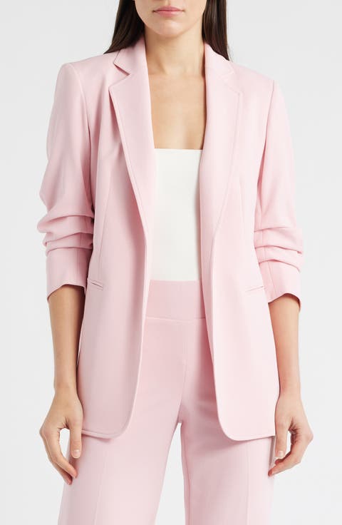 Open Front Scrunch Sleeve Blazer