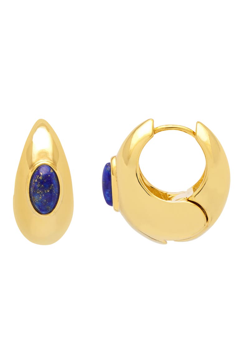 Chunky Lapis Hoop Earrings, Main, color, GOLD AND BLUE