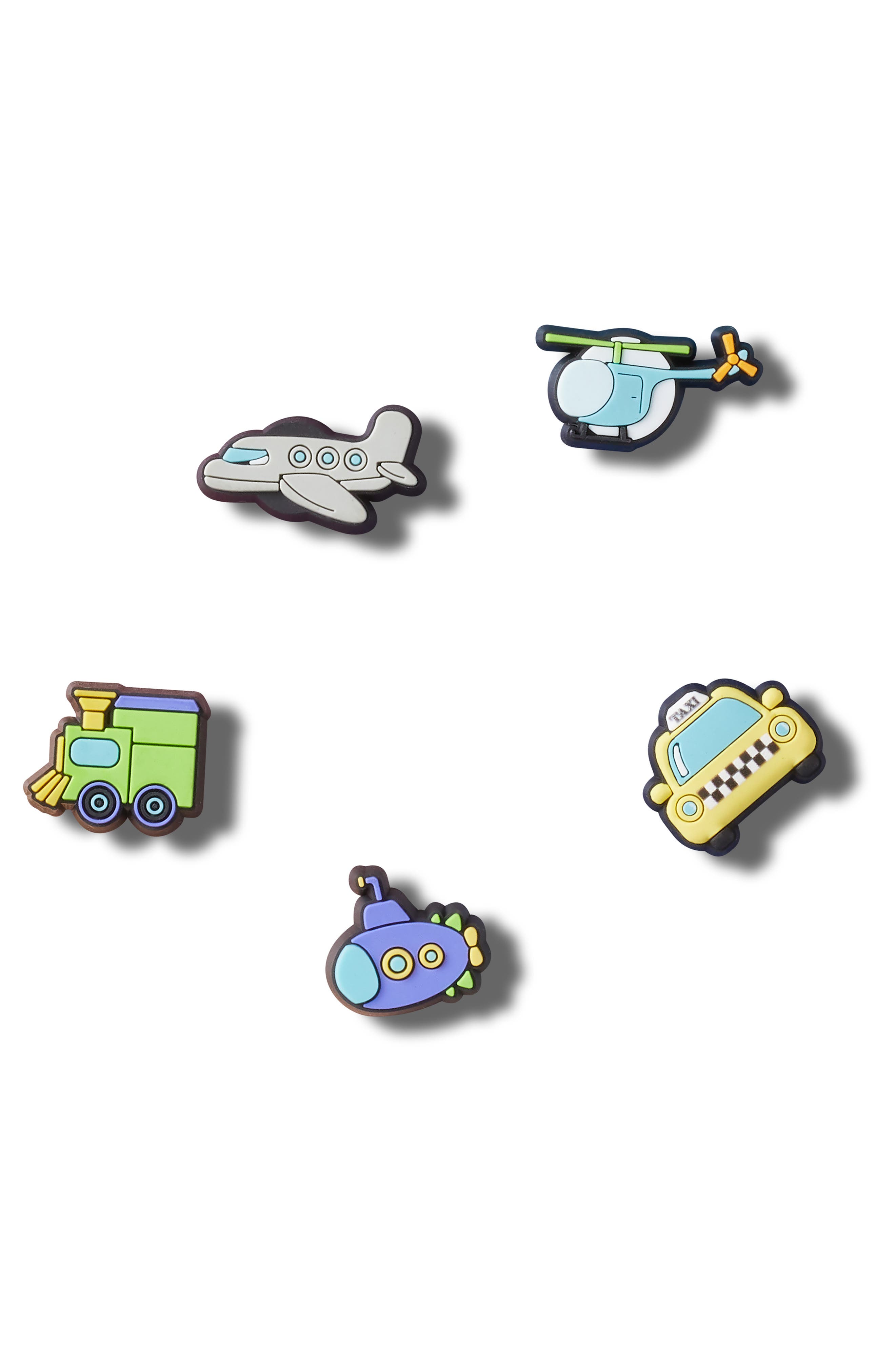 5-Pack Vehicles Jibbitz Shoe Charms, Alternate, color, WHITE
