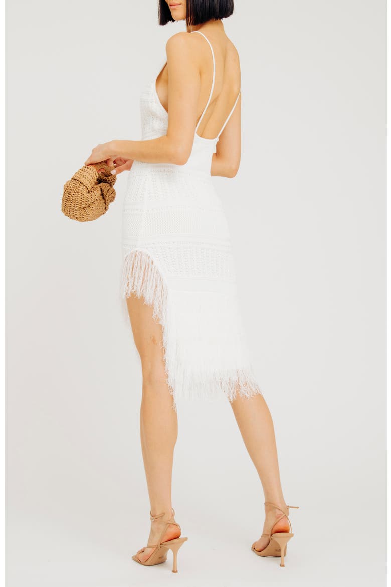 Yuna Pointelle Fringe Dress, Alternate, color, IVORY