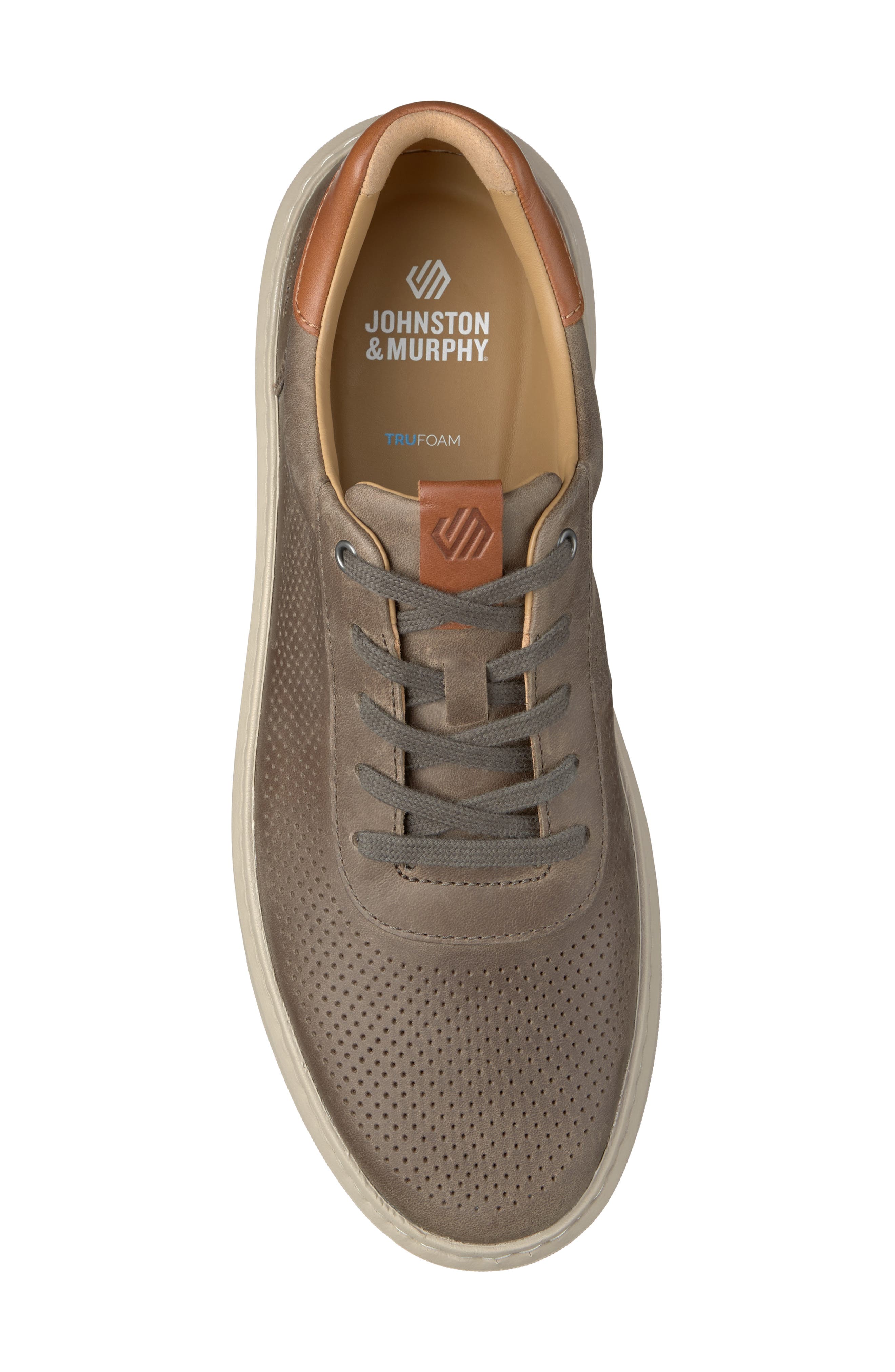 Anders Perforated Leather Sneaker, Alternate, color, DARK TAUPE OILED FULL GRAIN