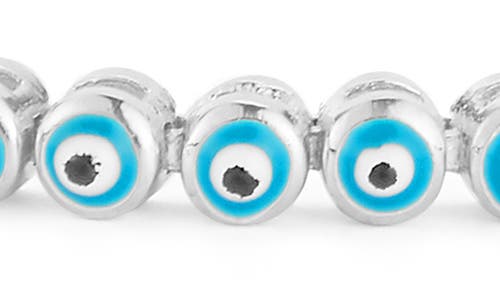 Sphera Milano Sterling Silver Enamel Evil Eye Slider Bracelet In Silver