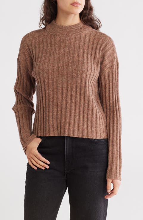 Mock Neck Crop Sweater