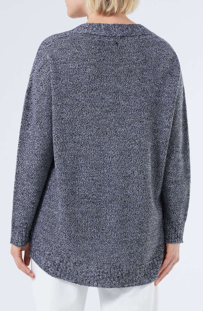 Marina Rinaldi Sierra V-Neck Wool Blend Sweater, Alternate, color, Black White