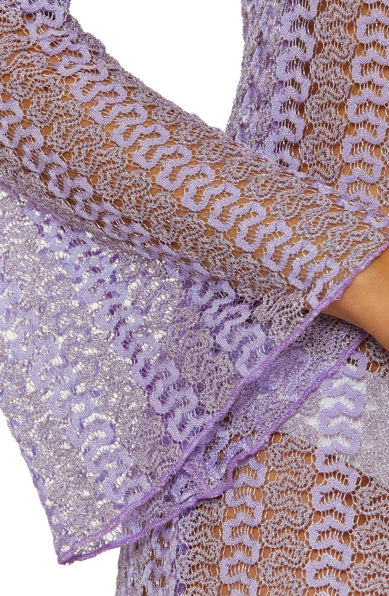 Becca Golden Beach Long Sleeve Lace Cover-Up Tunic, Alternate, color, Bellflower