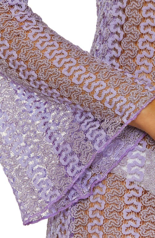 Becca Golden Beach Long Sleeve Lace Cover-up Tunic In Bellflower