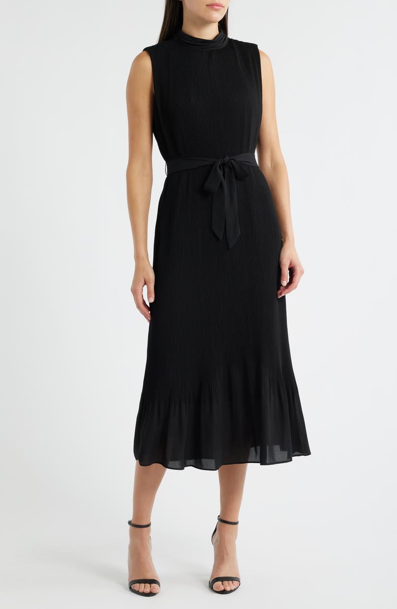 Sam Edelman Pleated A-Line Dress, Main, color, Black