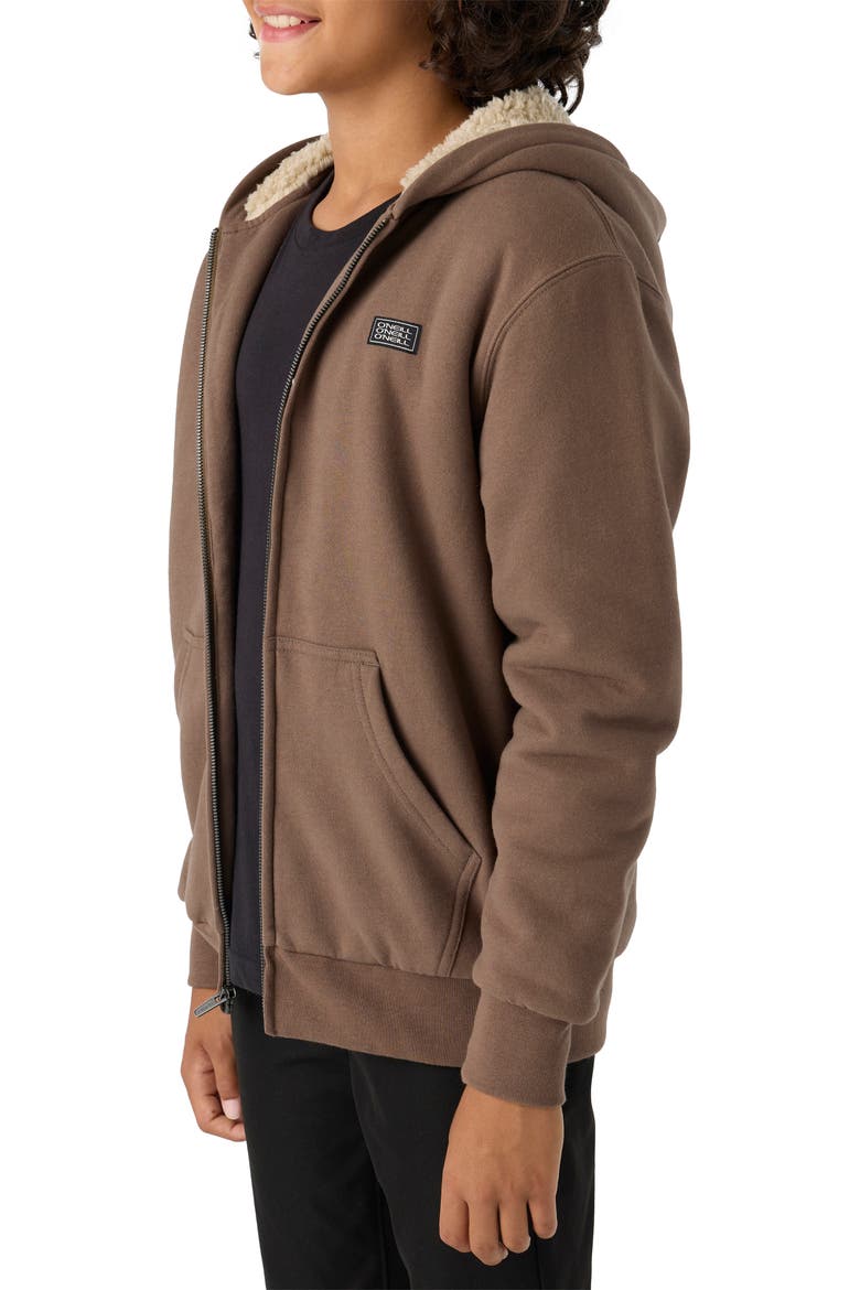 Kids' Fifty Two High Pile Fleece Lined Zip Hoodie, Alternate, color, CHOCOLATE