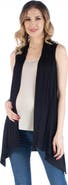 24seven Comfort Apparel Maternity Draped Open Front Sleeveless Cardigan