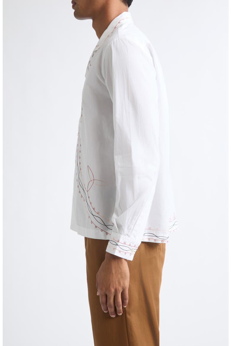 Looped Chainstitch Cotton Poplin Button-Up Shirt, Alternate, color, WHITE MULTI