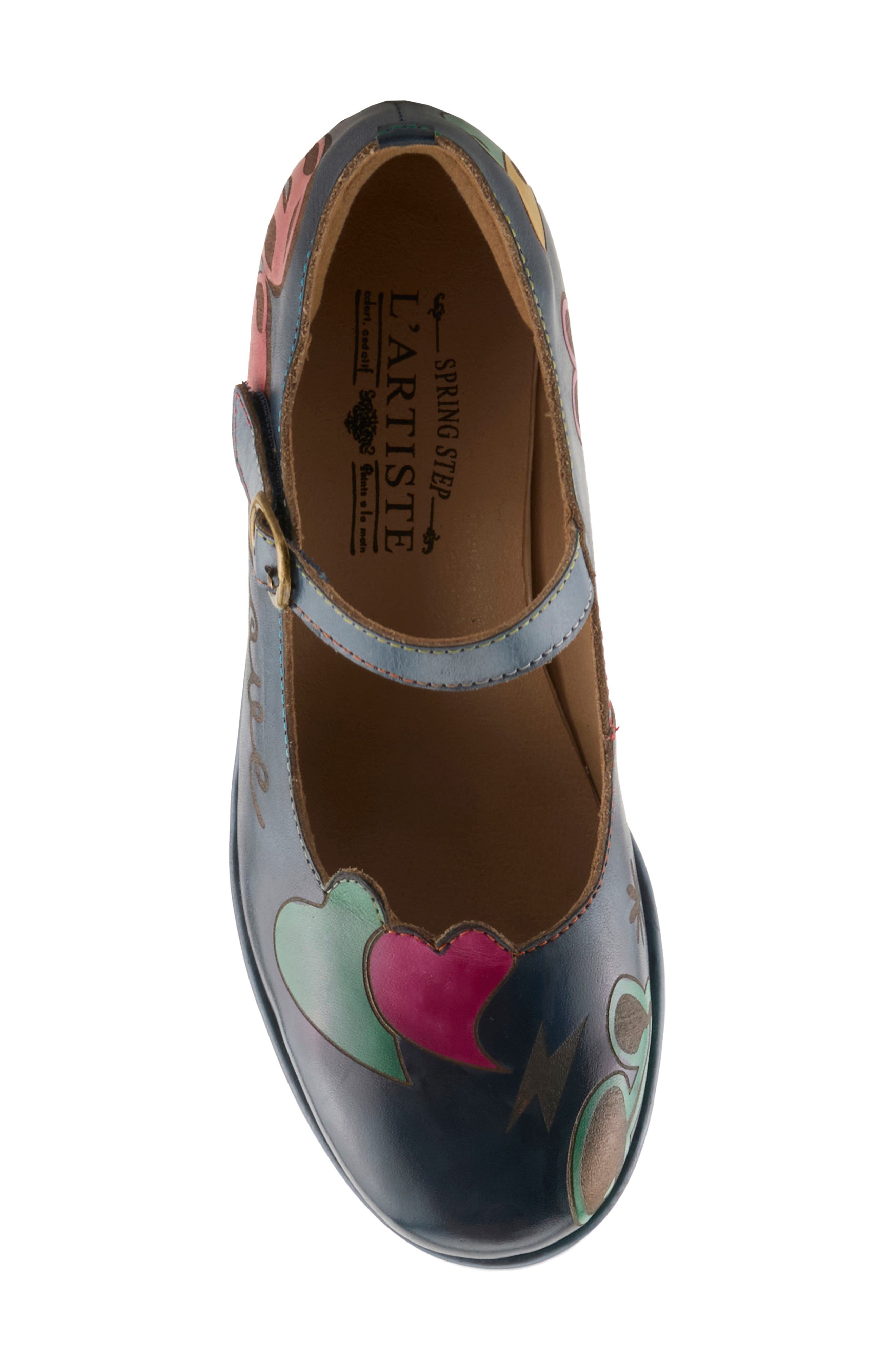 Peacenluv Mary Jane Wedge Pump, Alternate, color, NAVY MULTI