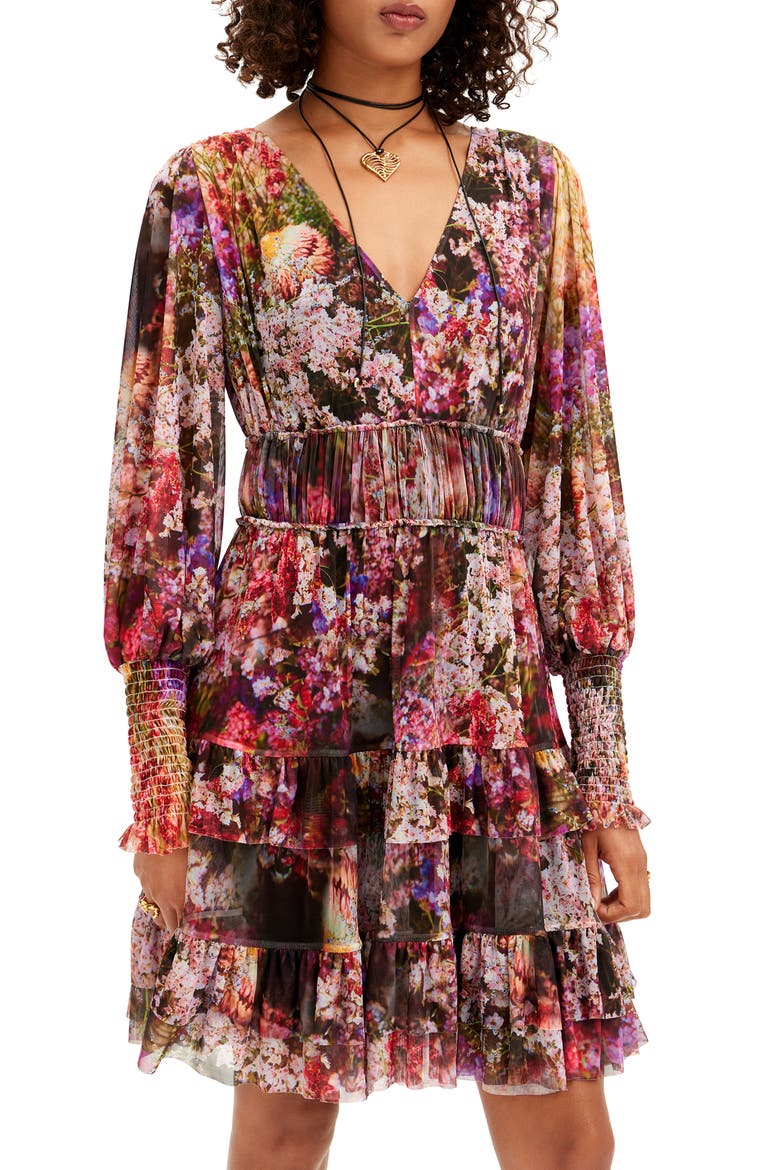 Azalea Floral Print Long Sleeve Minidress, Main, color, MIX