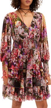 Desigual Azalea Floral Print Long Sleeve Minidress