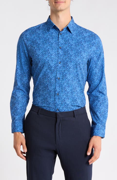 Abstract Circle Diamond Button-Up Shirt