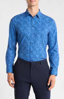 Abstract Circle Diamond Button-Up Shirt