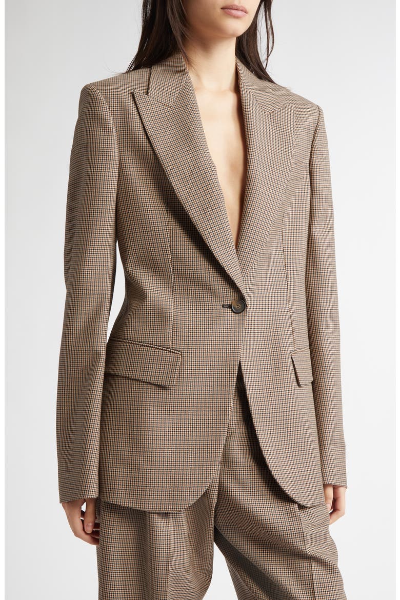 Oversize Houndstooth Unlined Wool Blazer, Alternate, color, MULTICOLOR BROWN