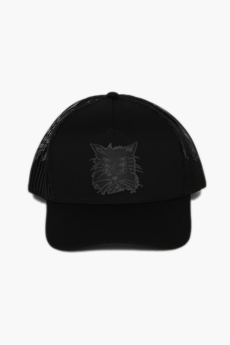 Cat Head Trucker Cap, Main, color, black