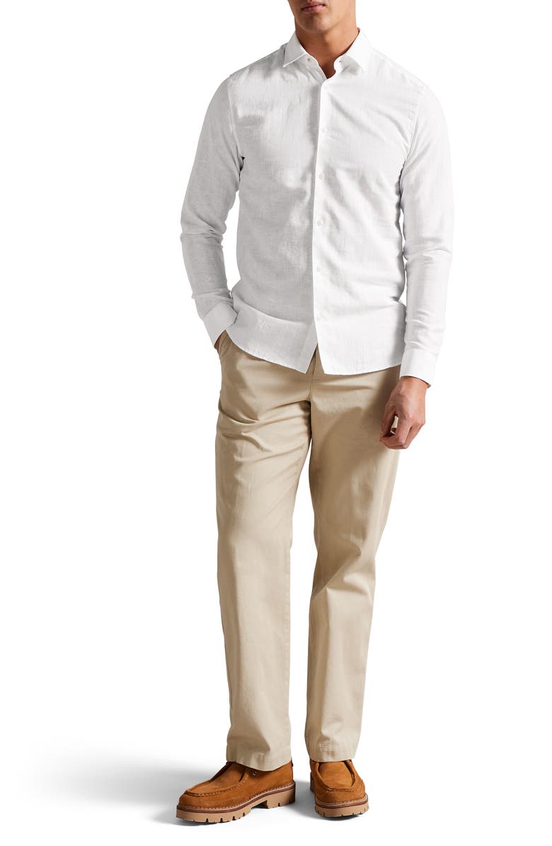 Ted Baker London Mackley Paisley Linen & Cotton Button-Up Shirt, Alternate, color,