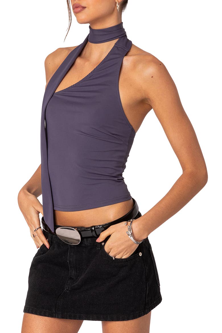 Melony One Shoulder Scarf Neck Knit Top, Alternate, color, PURPLE
