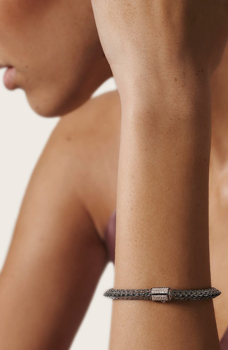 John Hardy Tiga Chain 6.4mm Black Rhodium Diamond Pavé Bracelet, Alternate, color, 