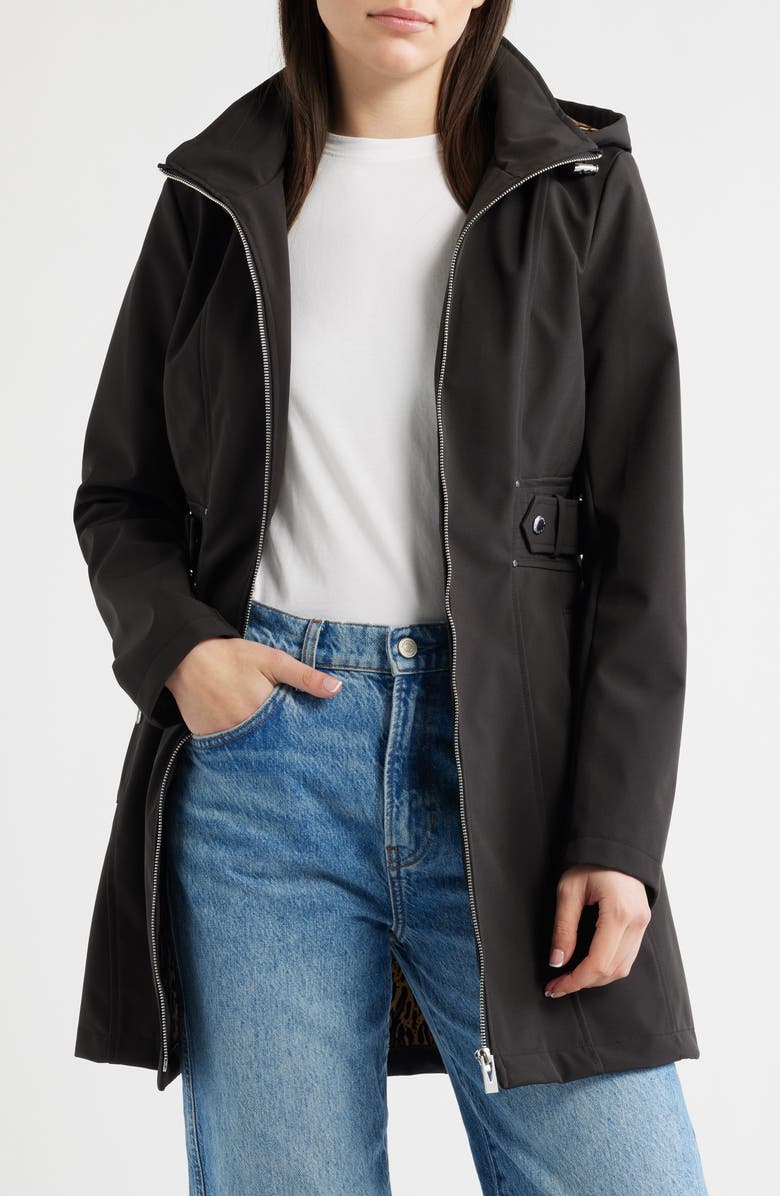 Via Spiga Water Repellent Soft Shell Coat, Alternate, color, Black