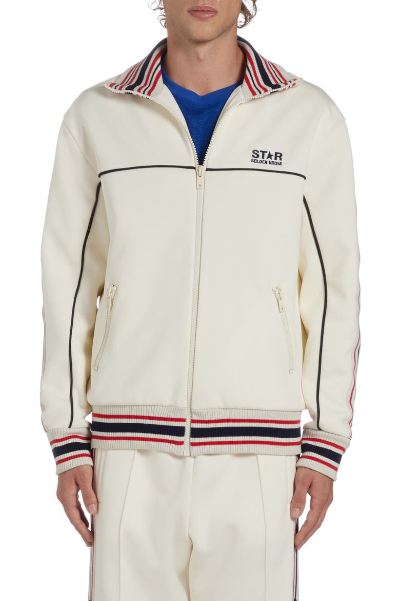 Star Logo Track Jacket, Main, color, PAPYRUS/ DARK BLUE