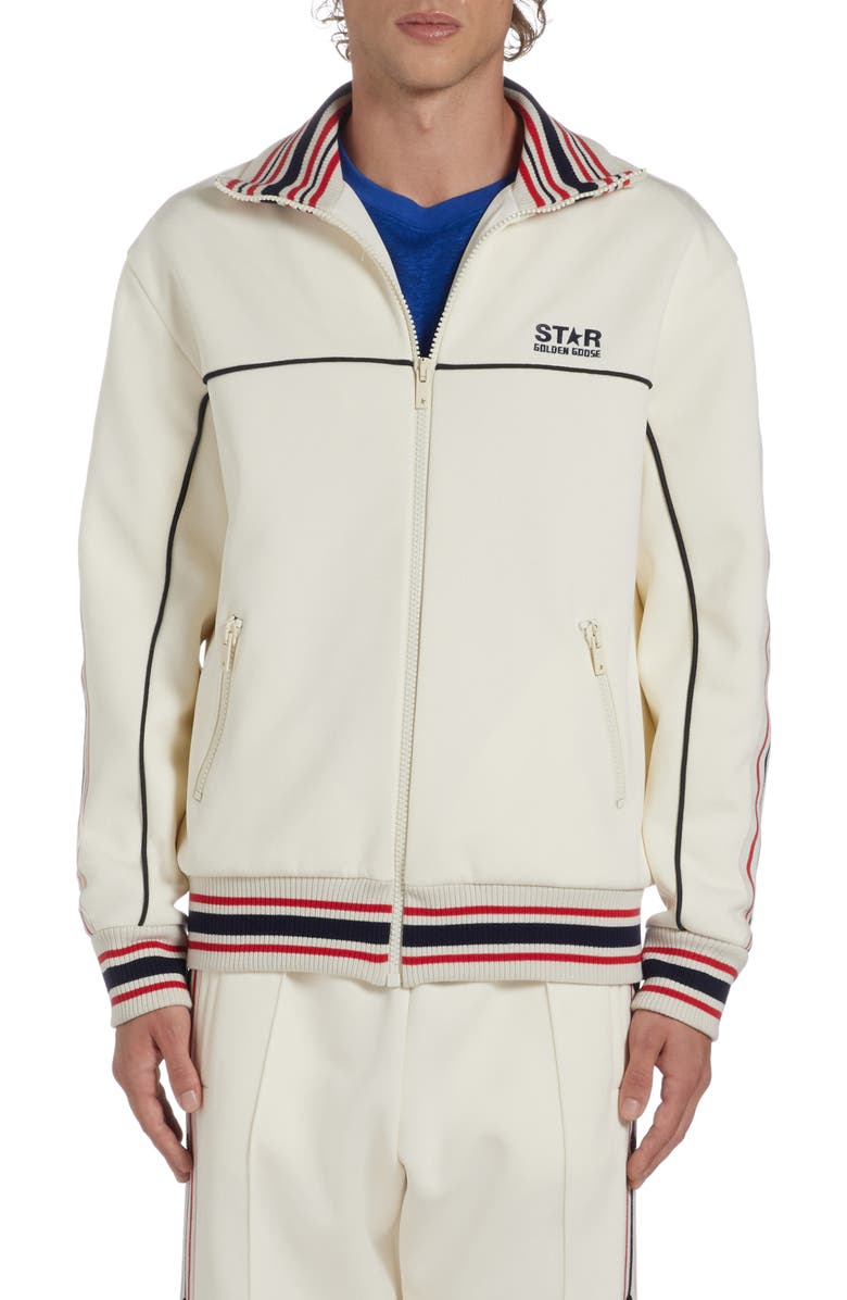 Golden Goose Star Logo Track Jacket, Main, color, Papyrus/ Dark Blue