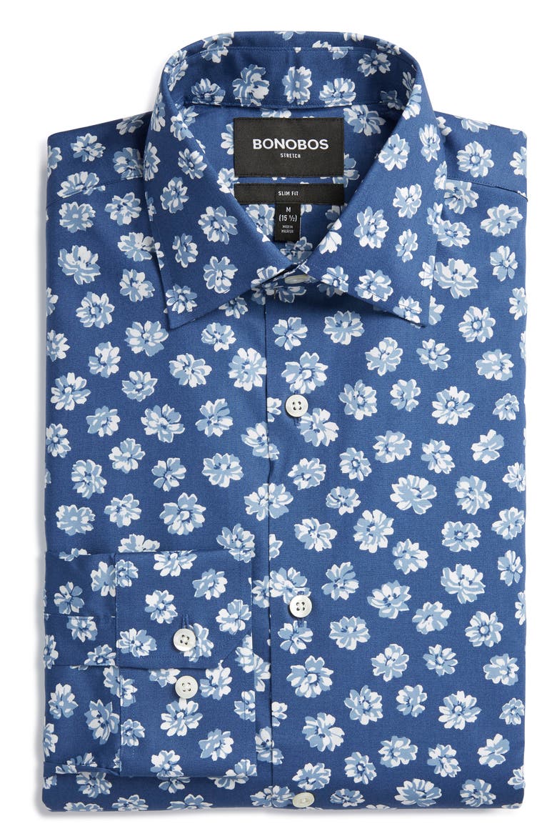 Slim Fit Floral Dress Shirt, Alternate, color, SERRA FLORAL DARK SURF