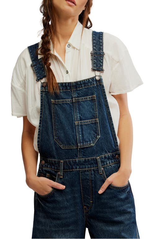 Free People Good Luck Denim Overalls In Blue