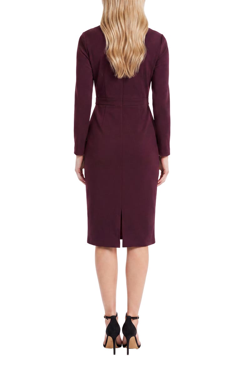 Belted Long Sleeve Dress, Alternate, color, ARRESTING BURGUNDY