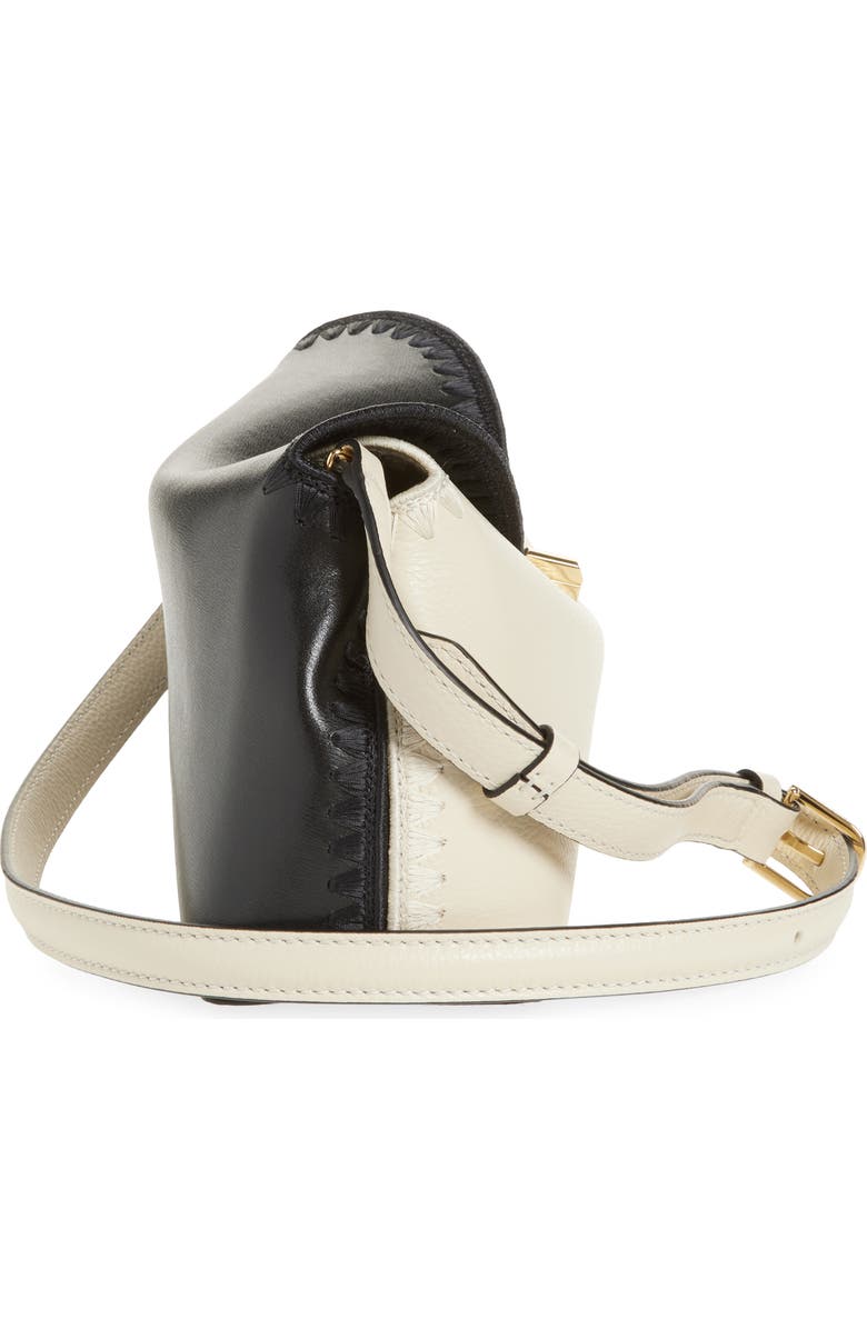 TOTEME T-Lock Embroidered Leather Clutch, Alternate, color, Black/ Milk